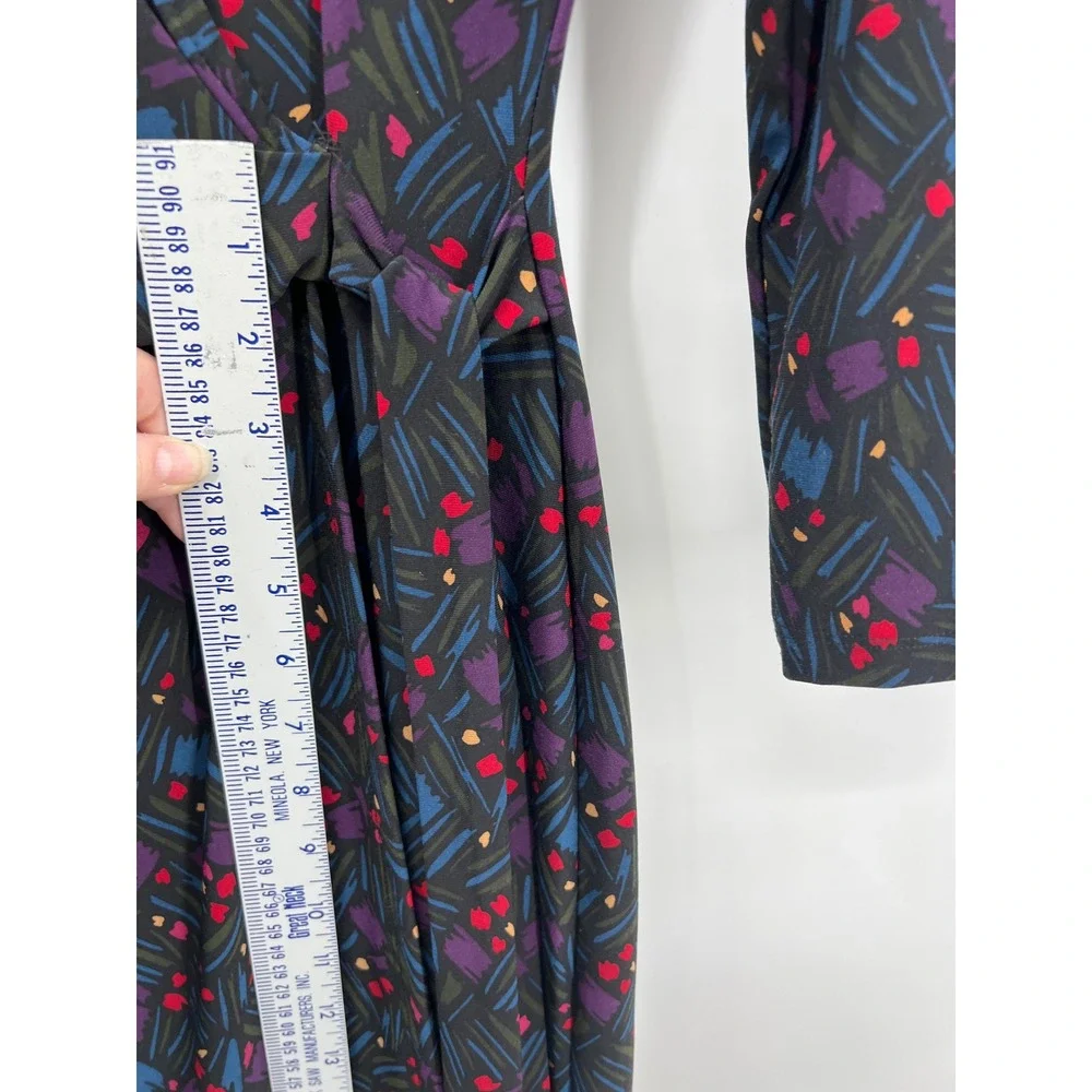 Anne‎ Klein Dress Womens 6 Abstract Print Wrap Surplice Career Quiet Luxury